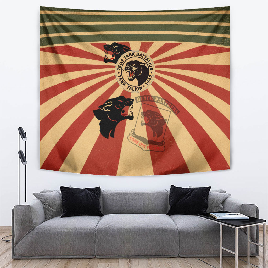 Black Panthers 761st Tank Battalion Tapestry Come Out Fighting Retro Military