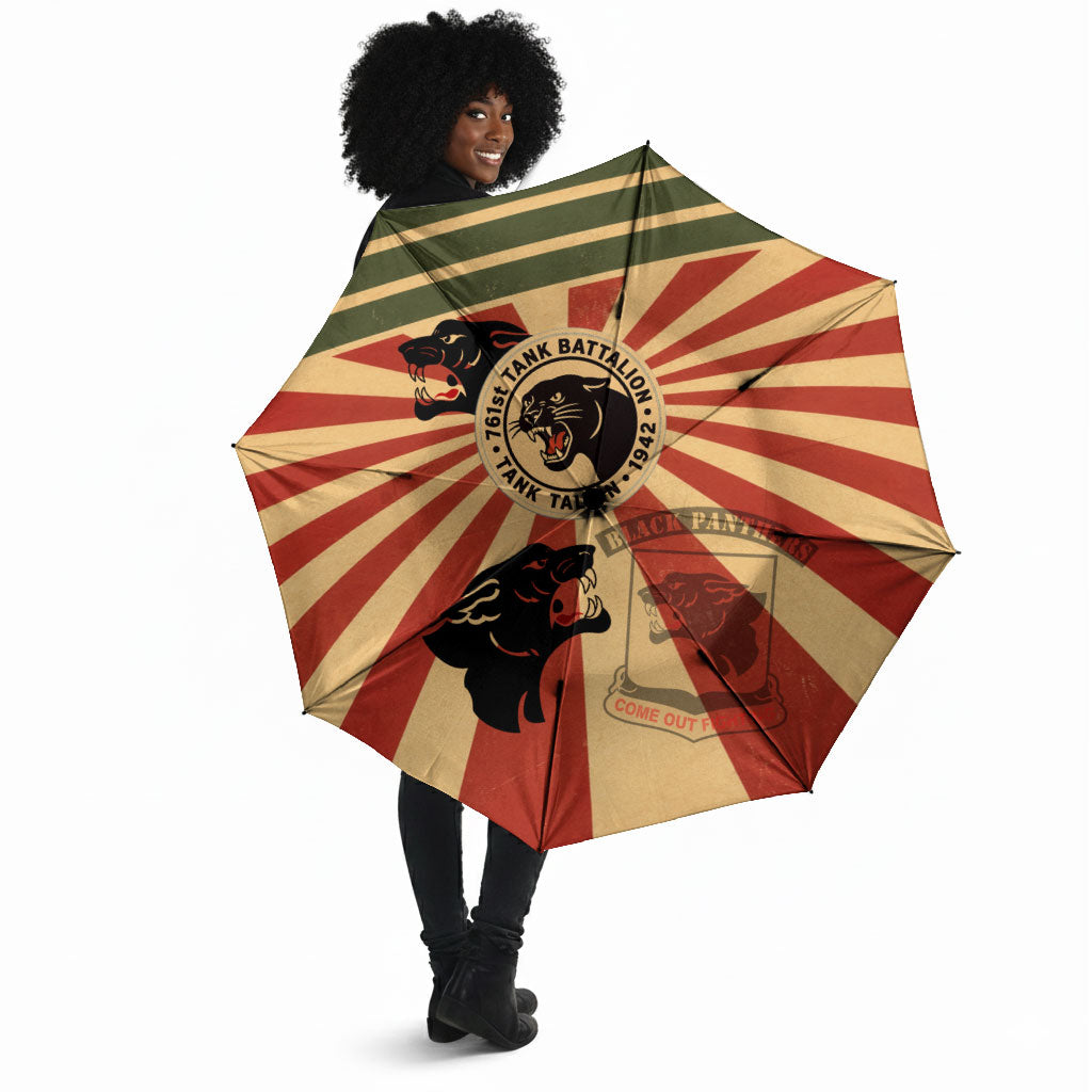 Black Panthers 761st Tank Battalion Umbrella Come Out Fighting Retro Military