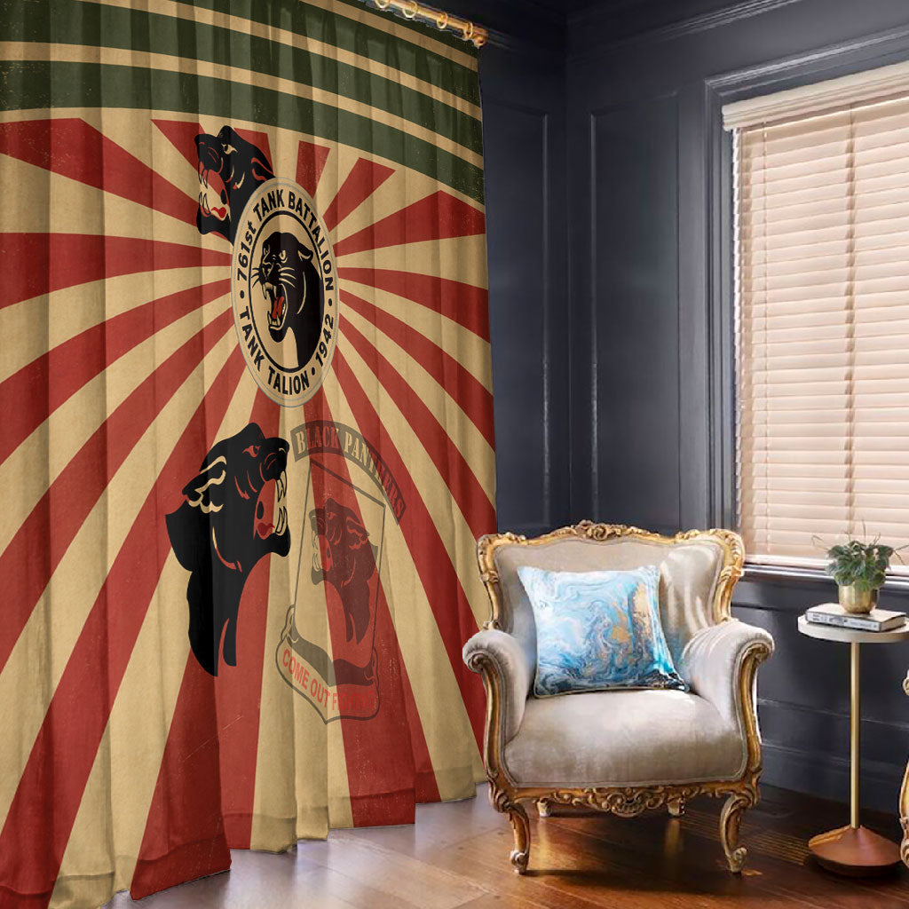 Black Panthers 761st Tank Battalion Window Curtain Come Out Fighting Retro Military