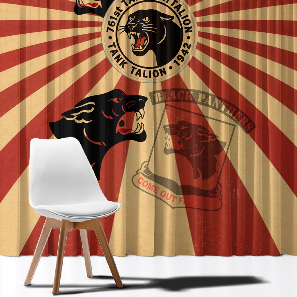 Black Panthers 761st Tank Battalion Window Curtain Come Out Fighting Retro Military