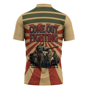 Black Panthers 761st Tank Battalion Zipper Polo Shirt Come Out Fighting Retro Military