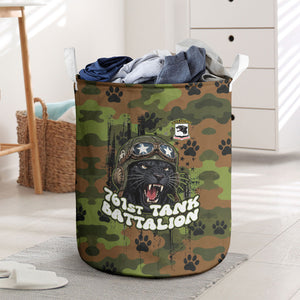 761st Tank Battalion African American Laundry Basket Black Panthers Cartoon Mascot - Military History Camouflage Paw