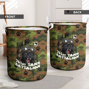 761st Tank Battalion African American Laundry Basket Black Panthers Cartoon Mascot - Military History Camouflage Paw