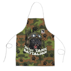761st Tank Battalion African American Apron Black Panthers Cartoon Mascot - Military History Camouflage Paw