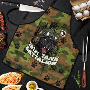 761st Tank Battalion African American Apron Black Panthers Cartoon Mascot - Military History Camouflage Paw