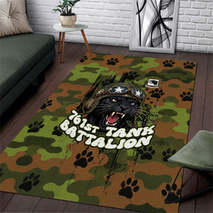 761st Tank Battalion African American Area Rug Black Panthers Cartoon Mascot - Military History Camouflage Paw