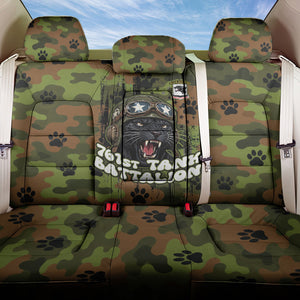 761st Tank Battalion African American Back Car Seat Cover Black Panthers Cartoon Mascot - Military History Camouflage Paw