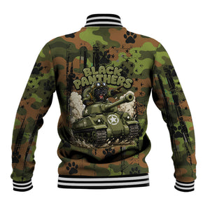 761st Tank Battalion African American Baseball Jacket Black Panthers Cartoon Mascot - Military History Camouflage Paw