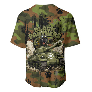 761st Tank Battalion African American Baseball Jersey Black Panthers Cartoon Mascot - Military History Camouflage Paw