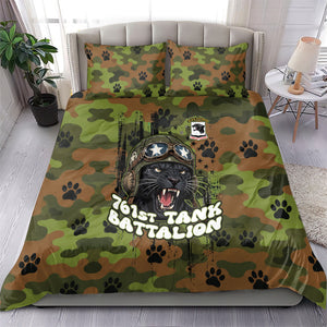 761st Tank Battalion African American Bedding Set Black Panthers Cartoon Mascot - Military History Camouflage Paw