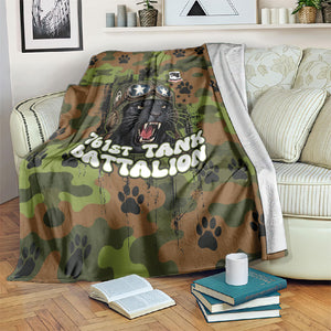 761st Tank Battalion African American Blanket Black Panthers Cartoon Mascot - Military History Camouflage Paw