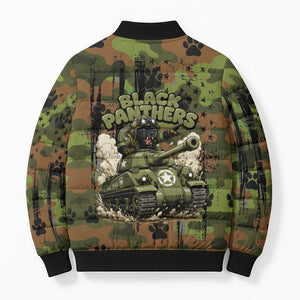 761st Tank Battalion African American Bomber Puffer Jacket Black Panthers Cartoon Mascot - Military History Camouflage Paw