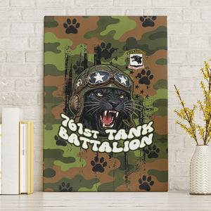 761st Tank Battalion African American Canvas Wall Art Black Panthers Cartoon Mascot - Military History Camouflage Paw