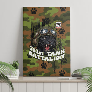 761st Tank Battalion African American Canvas Wall Art Black Panthers Cartoon Mascot - Military History Camouflage Paw