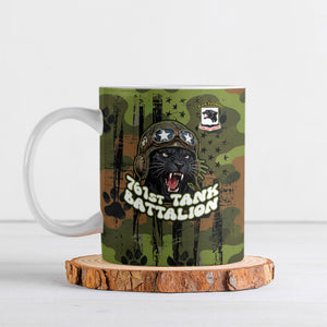 761st Tank Battalion African American Ceramic Mug Black Panthers Cartoon Mascot - Military History Camouflage Paw