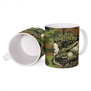 761st Tank Battalion African American Ceramic Mug Black Panthers Cartoon Mascot - Military History Camouflage Paw