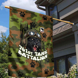 761st Tank Battalion African American Garden Flag Black Panthers Cartoon Mascot - Military History Camouflage Paw