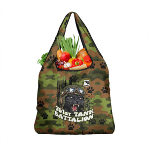 761st Tank Battalion African American Grocery Bag Black Panthers Cartoon Mascot - Military History Camouflage Paw