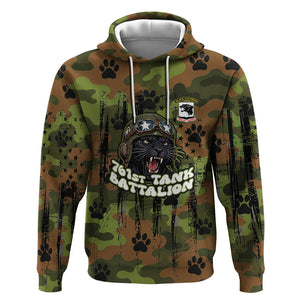 761st Tank Battalion African American Hoodie Black Panthers Cartoon Mascot - Military History Camouflage Paw
