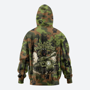 761st Tank Battalion African American Hoodie Black Panthers Cartoon Mascot - Military History Camouflage Paw