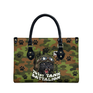 761st Tank Battalion African American Leather Bag Black Panthers Cartoon Mascot - Military History Camouflage Paw