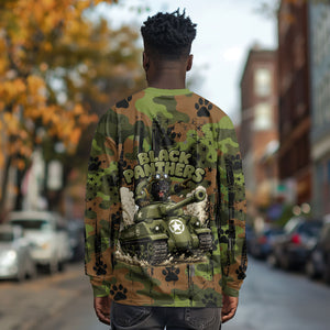 761st Tank Battalion African American Long Sleeve Shirt Black Panthers Cartoon Mascot - Military History Camouflage Paw
