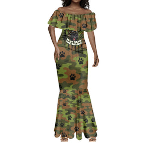 761st Tank Battalion African American Mermaid Dress Black Panthers Cartoon Mascot - Military History Camouflage Paw