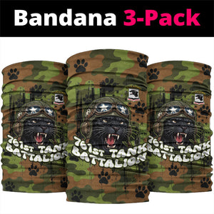 761st Tank Battalion African American Neck Gaiter Black Panthers Cartoon Mascot - Military History Camouflage Paw