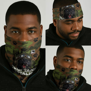 761st Tank Battalion African American Neck Gaiter Black Panthers Cartoon Mascot - Military History Camouflage Paw