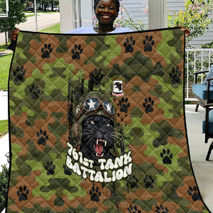 761st Tank Battalion African American Quilt Black Panthers Cartoon Mascot - Military History Camouflage Paw