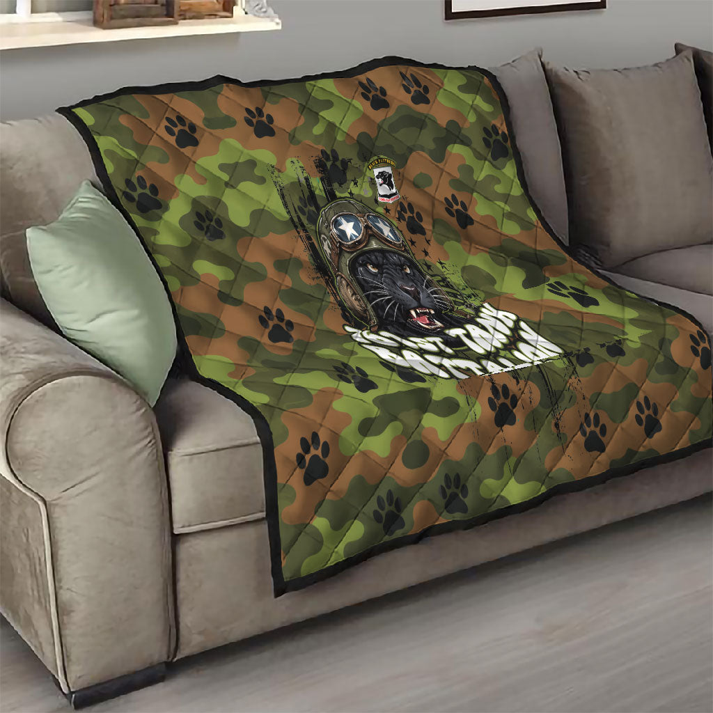 761st Tank Battalion African American Quilt Black Panthers Cartoon Mascot - Military History Camouflage Paw