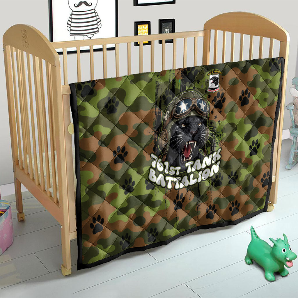 761st Tank Battalion African American Quilt Black Panthers Cartoon Mascot - Military History Camouflage Paw