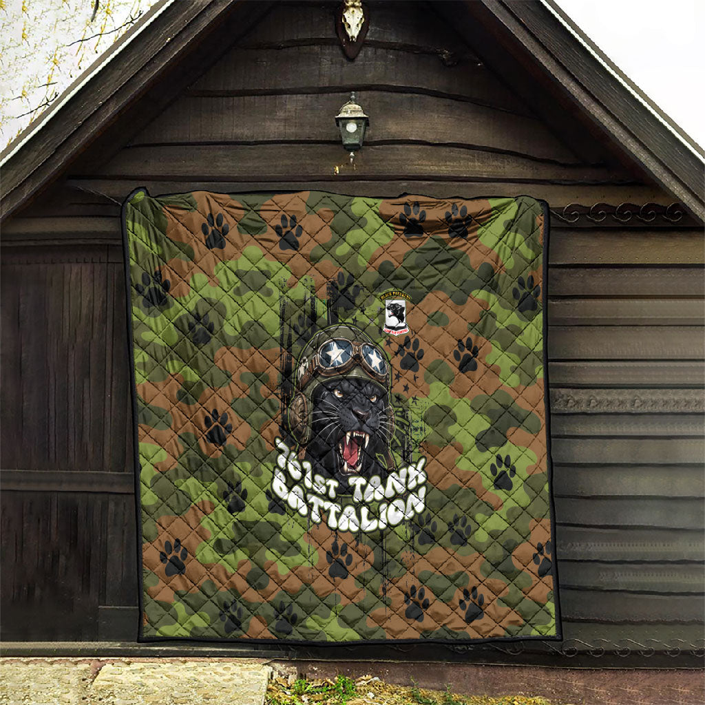 761st Tank Battalion African American Quilt Black Panthers Cartoon Mascot - Military History Camouflage Paw