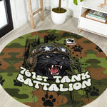 761st Tank Battalion African American Round Carpet Black Panthers Cartoon Mascot - Military History Camouflage Paw