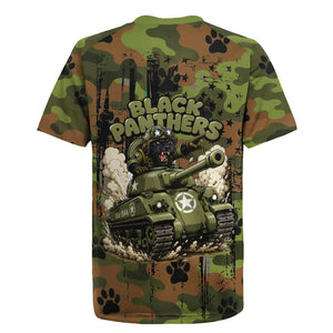 761st Tank Battalion African American Rugby Jersey Black Panthers Cartoon Mascot - Military History Camouflage Paw
