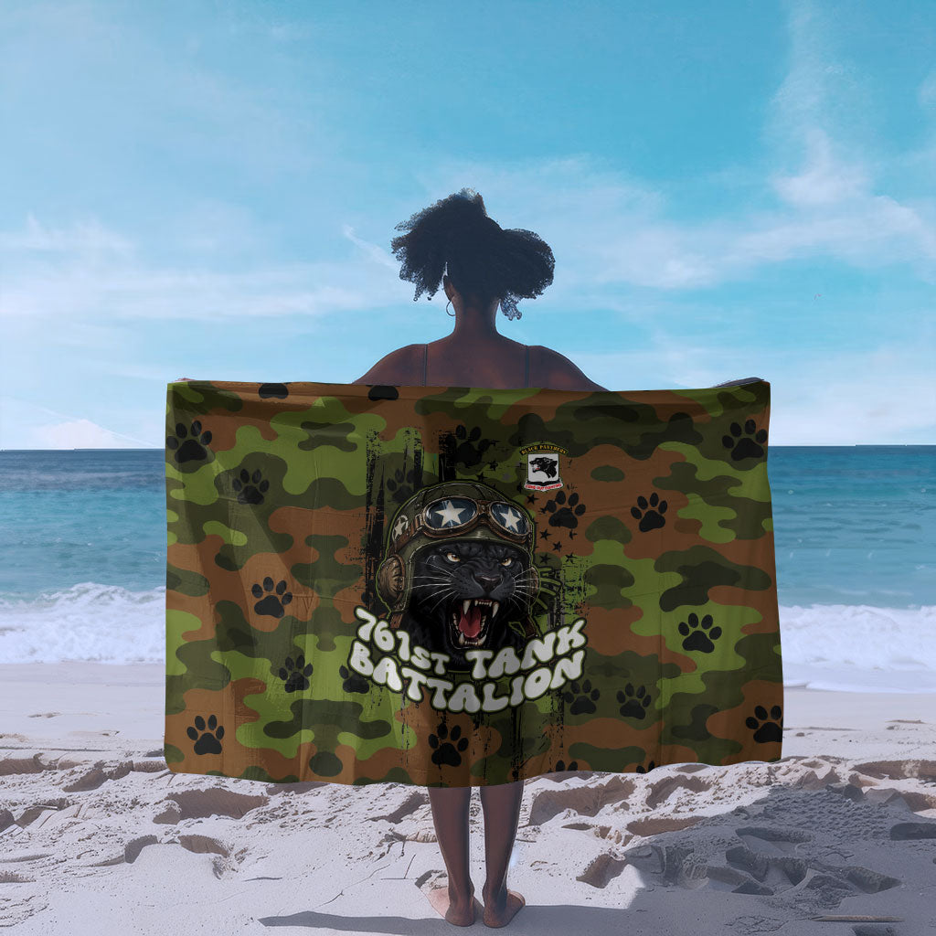 761st Tank Battalion African American Sarong Black Panthers Cartoon Mascot - Military History Camouflage Paw