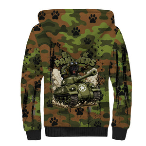 761st Tank Battalion African American Sherpa Hoodie Black Panthers Cartoon Mascot - Military History Camouflage Paw