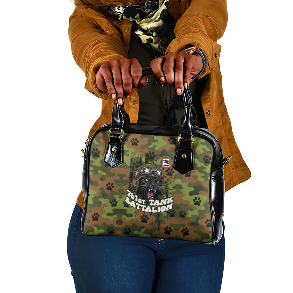 761st Tank Battalion African American Shoulder Handbag Black Panthers Cartoon Mascot - Military History Camouflage Paw