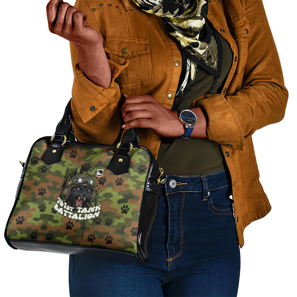 761st Tank Battalion African American Shoulder Handbag Black Panthers Cartoon Mascot - Military History Camouflage Paw