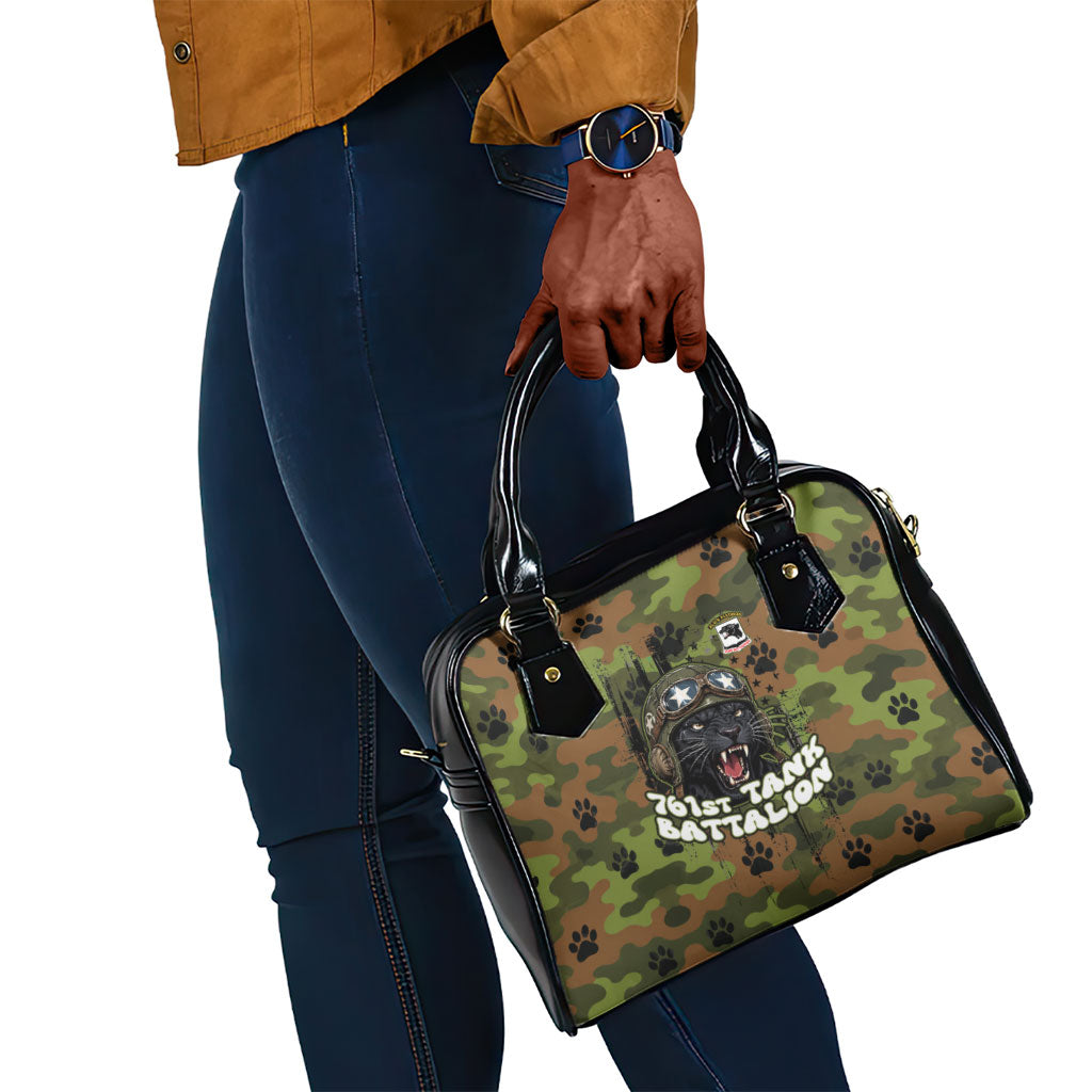 761st Tank Battalion African American Shoulder Handbag Black Panthers Cartoon Mascot - Military History Camouflage Paw
