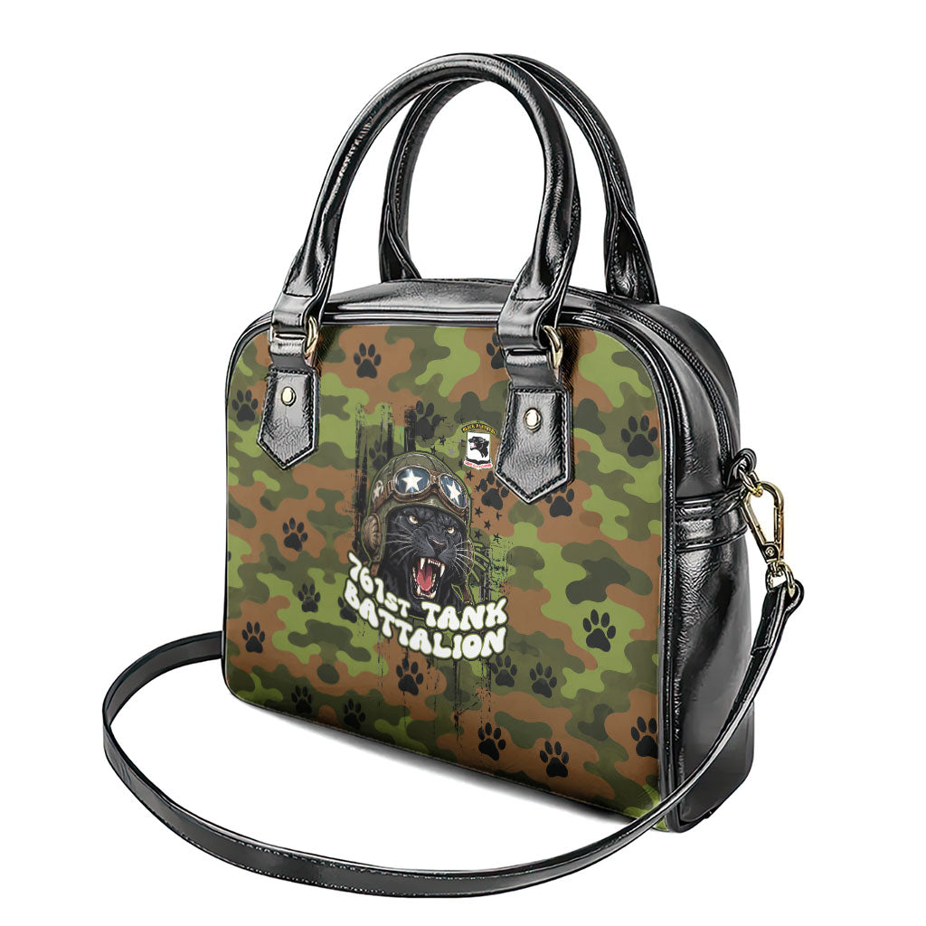 761st Tank Battalion African American Shoulder Handbag Black Panthers Cartoon Mascot - Military History Camouflage Paw