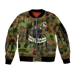 761st Tank Battalion African American Sleeve Zip Bomber Jacket Black Panthers Cartoon Mascot - Military History Camouflage Paw