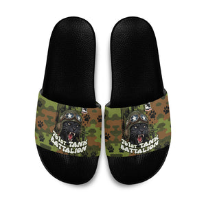 761st Tank Battalion African American Slide Sandals Black Panthers Cartoon Mascot - Military History Camouflage Paw