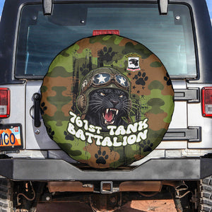 761st Tank Battalion African American Spare Tire Cover Black Panthers Cartoon Mascot - Military History Camouflage Paw