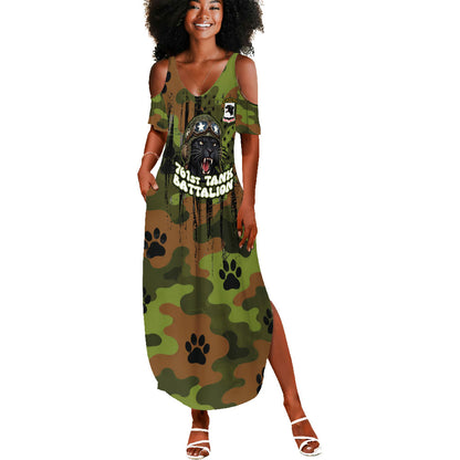 761st Tank Battalion African American Summer Maxi Dress Black Panthers Cartoon Mascot - Military History Camouflage Paw