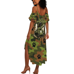 761st Tank Battalion African American Summer Maxi Dress Black Panthers Cartoon Mascot - Military History Camouflage Paw