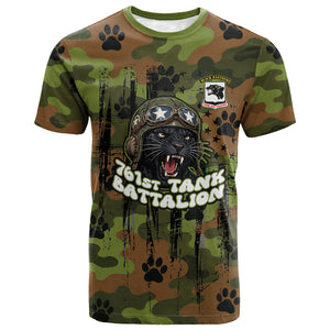 761st Tank Battalion African American T shirt Black Panthers Cartoon Mascot - Military History Camouflage Paw