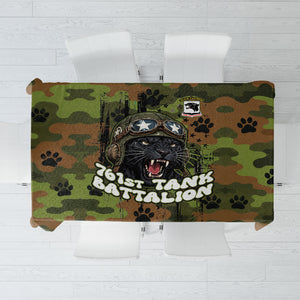 761st Tank Battalion African American Tablecloth Black Panthers Cartoon Mascot - Military History Camouflage Paw