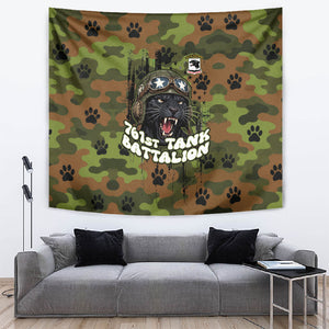 761st Tank Battalion African American Tapestry Black Panthers Cartoon Mascot - Military History Camouflage Paw