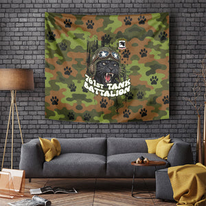 761st Tank Battalion African American Tapestry Black Panthers Cartoon Mascot - Military History Camouflage Paw